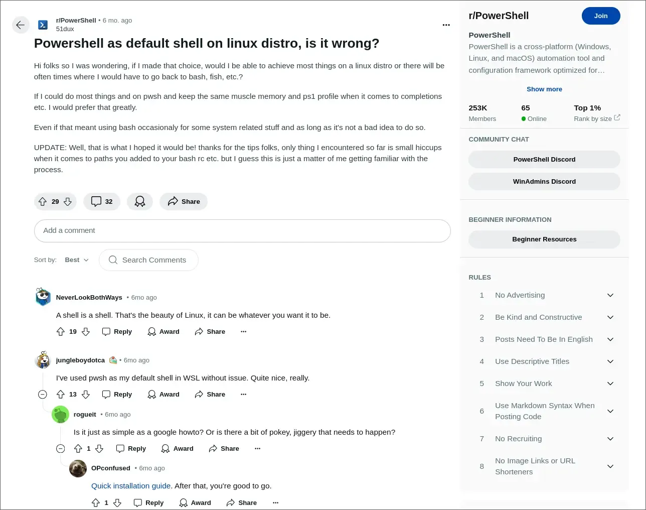 Powershell as Linux Shell