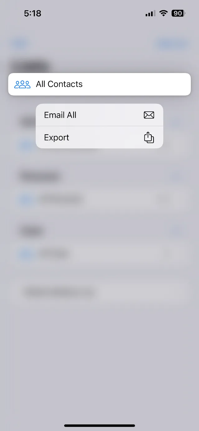Export all contacts