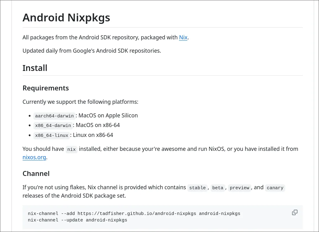 Nixified android builds