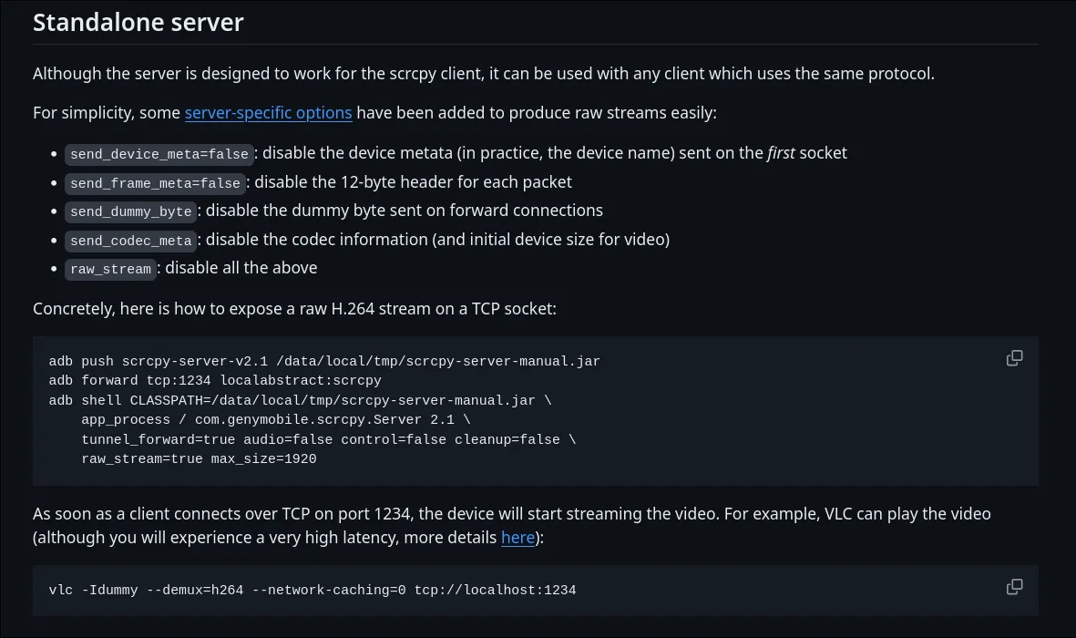 Standalone scrcpy sever
