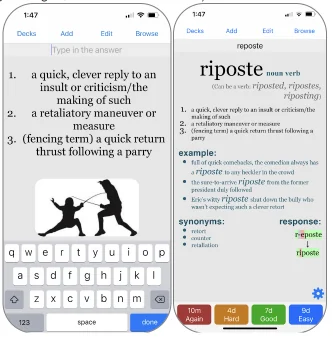 Mobile flashcard example